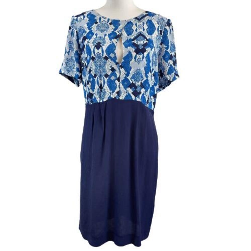 French Connection Women's Size 8 Blue Geometric Print Rayon Dress New with Tag